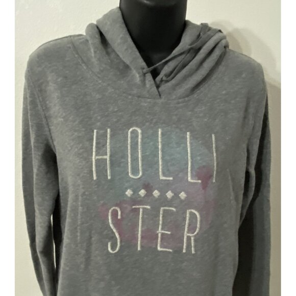 Hollister Womens Med Hoodie Gray Logo California Embroidered Pit To Pit 22in - Picture 3 of 11